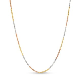 Ladies' Diamond-Cut 1.6mm Rope Chain Necklace in Solid 10K Tri-Tone Gold - 18"