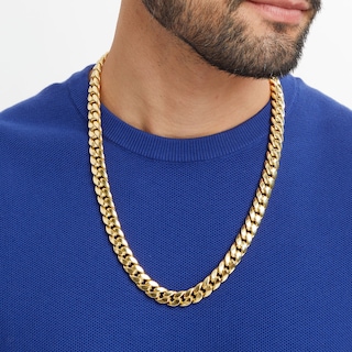 Men's 11.3mm Cuban Curb Chain Necklace in Hollow 10K Gold - 24"