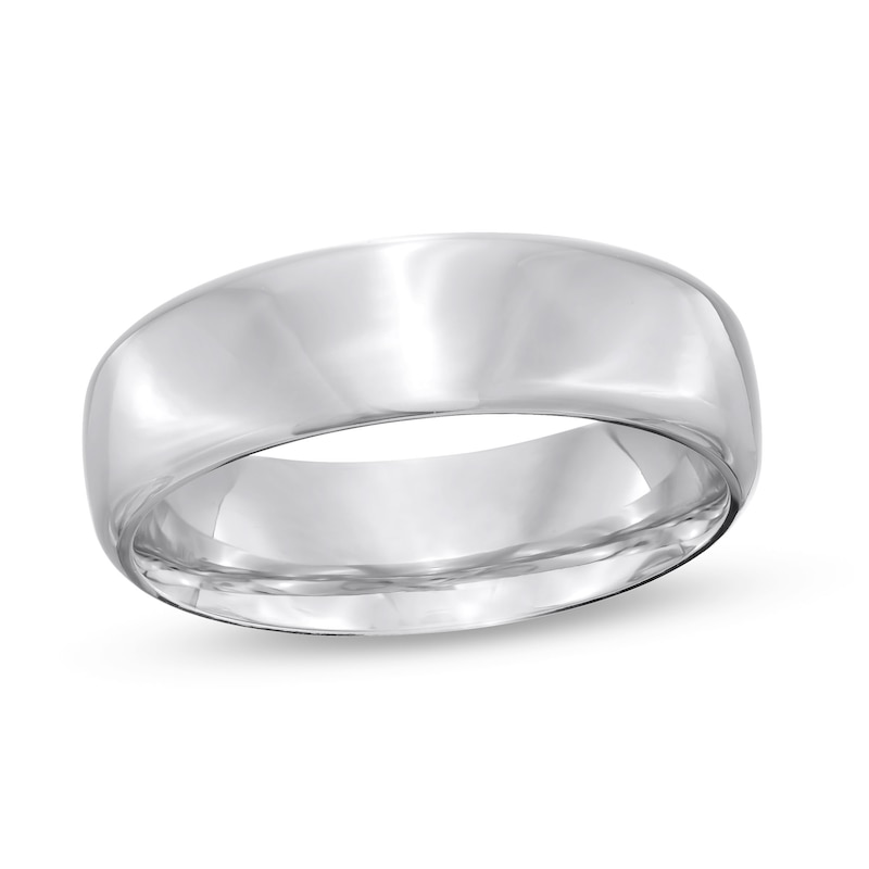 Men's Engravable 6.5mm Euro Comfort-Fit Band in Sterling Silver (1 Line)