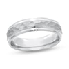 Men's Engravable Hammered 6.0mm Comfort-Fit Band in Sterling Silver (1 Line)