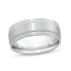 Thumbnail Image 0 of Men's Engravable Milgrain Edge 8.0mm Comfort-Fit Band in Sterling Silver (1 Line)