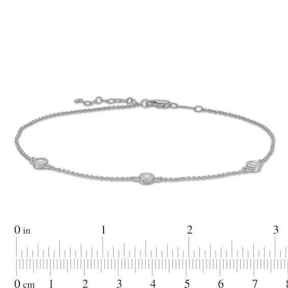 Diamond Accent Bezel-Set Station Anklet in Sterling Silver - 10"