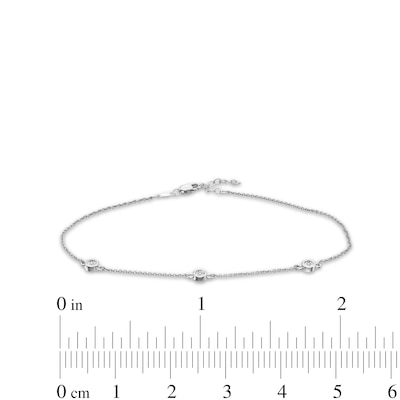 Diamond Accent Bezel-Set Station Anklet in Sterling Silver - 10"