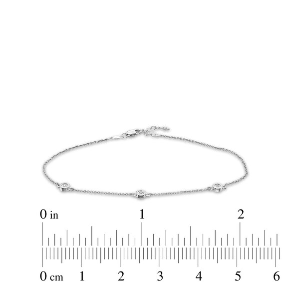 Diamond Accent Bezel-Set Station Anklet in Sterling Silver - 10"