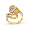 0.75 CT. T.W. Multi-Diamond Wavy Linear Bypass Ring in 10K Gold