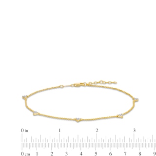 0.12 CT. T.W. Diamond Triangles Station Anklet in 10K Gold - 10"