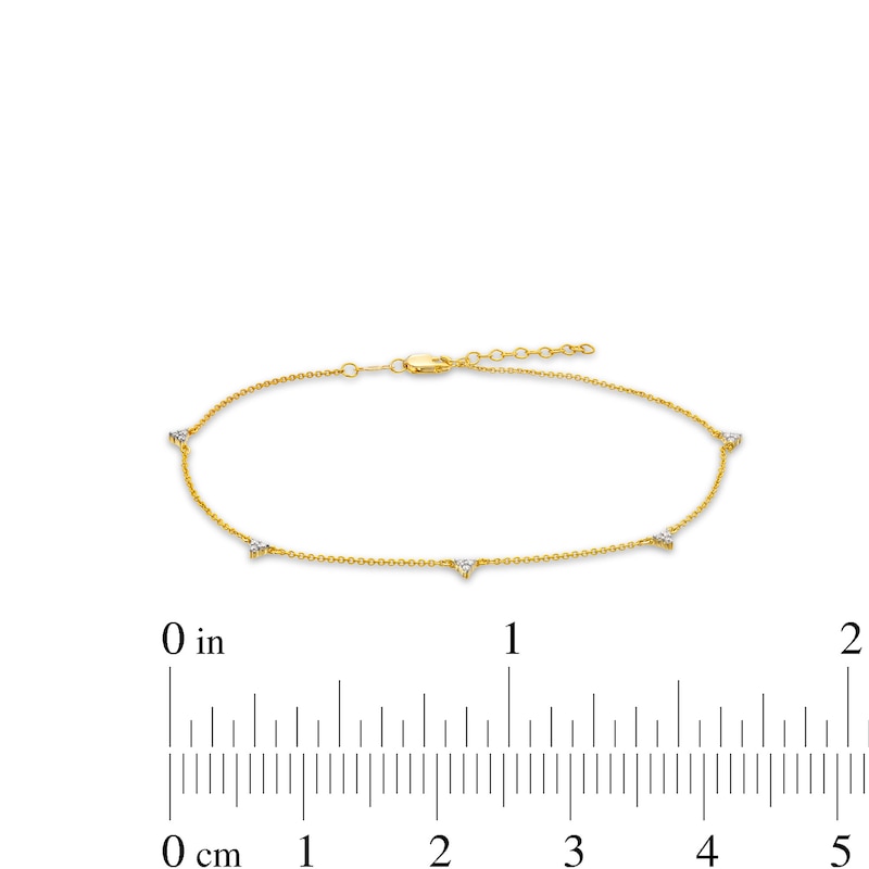 0.12 CT. T.W. Diamond Triangles Station Anklet in 10K Gold - 10"|Peoples Jewellers