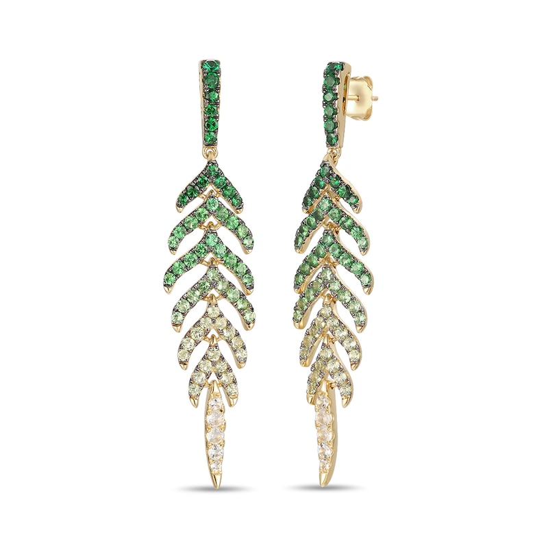 Le Vian® Mint Julep Quartz™, Green Apple Peridot™ and Shade Of Tsavorite Leaf Drop Earrings in 14K Honey Gold™|Peoples Jewellers