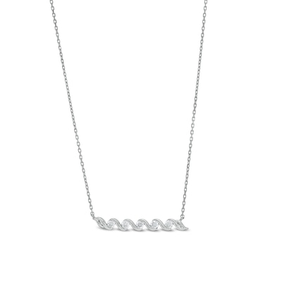 0.20 CT. T.W. Diamond Cascading Five Stone Bar Necklace in 10K White Gold