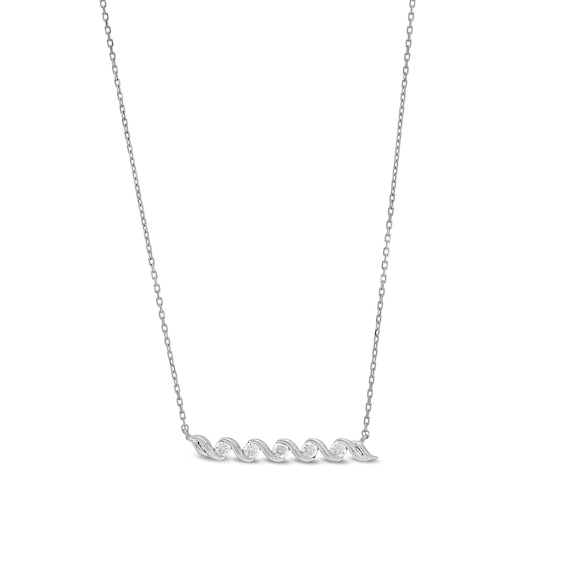 0.20 CT. T.W. Diamond Cascading Five Stone Bar Necklace in 10K White Gold