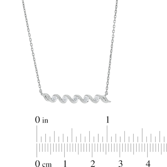 0.20 CT. T.W. Diamond Cascading Five Stone Bar Necklace in 10K White Gold