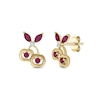 Lab-Created Ruby and Diamond Accent Cherries Stud Earrings in Sterling Silver with 14K Gold Plate