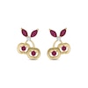 Thumbnail Image 1 of Lab-Created Ruby and Diamond Accent Cherries Stud Earrings in Sterling Silver with 14K Gold Plate