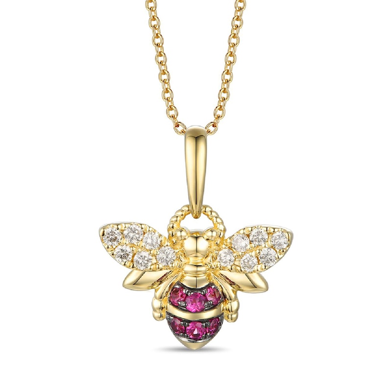 Le Vian® Passion Ruby™ and 0.15 CT. T.W. Nude Diamonds™ Bee Pendant in 14K Honey Gold™|Peoples Jewellers