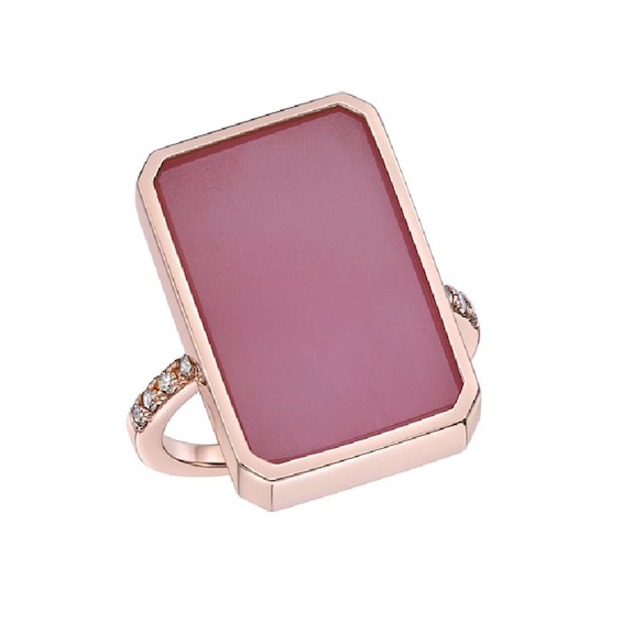 Le Vian® Elongated Guava Quartz™ and 0.08 CT. T.W. Nude Diamonds™ Ring in 14K Strawberry Gold™