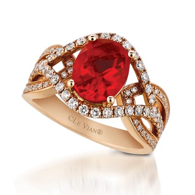 Le Vian Couture® Oval Neon Tangerine Fire Opal® and 0.50 CT. T.W. Vanilla Diamonds™ Ring in 18K Strawberry Gold™