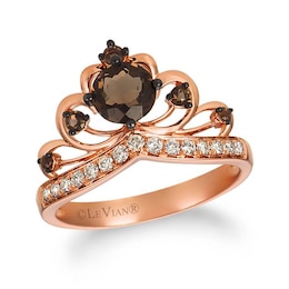 Le Vian® Chocolate Quartz™ and 0.18 CT. T.W. Nude Diamonds™ Crown Ring in 14K Strawberry Gold™