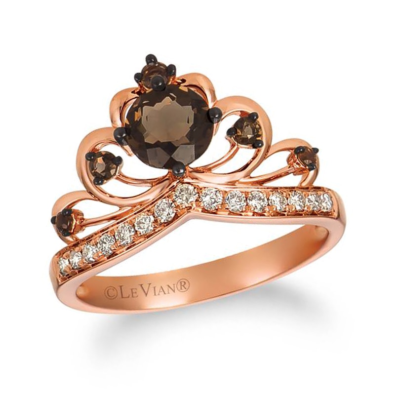 Le Vian® Chocolate Quartz™ and 0.18 CT. T.W. Nude Diamonds™ Crown Ring in 14K Strawberry Gold™|Peoples Jewellers