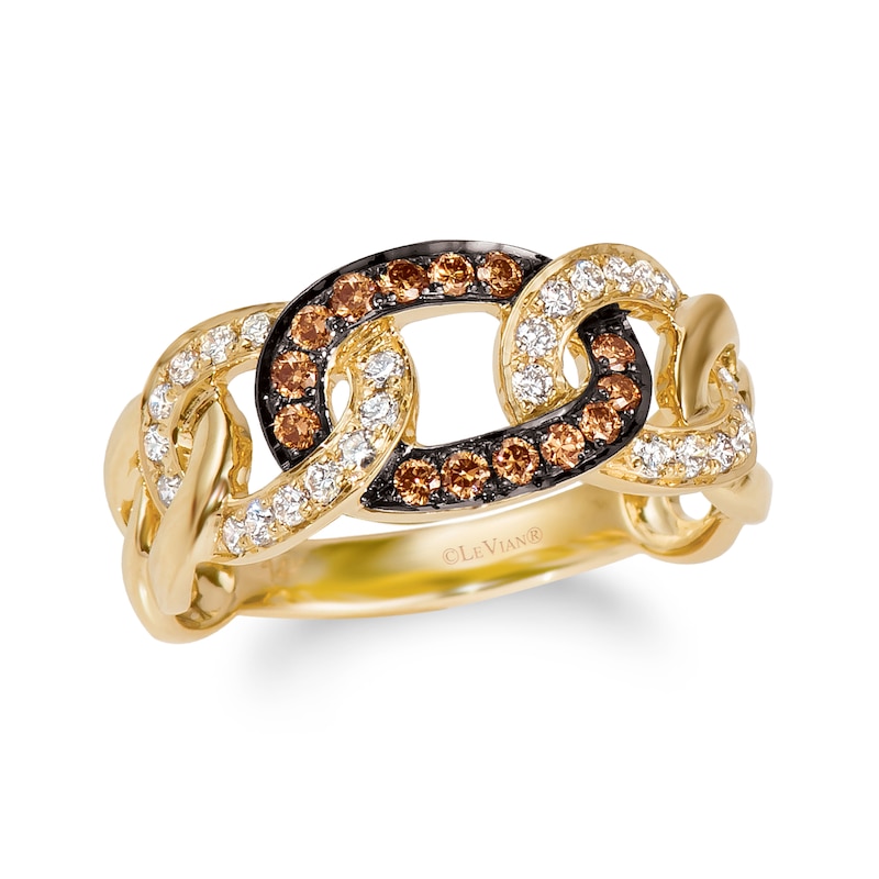 Le Vian® 0.50 CT. T.W. Chocolate Diamond® and Nude Diamond™ Chain Link Ring in 14K Honey Gold™|Peoples Jewellers