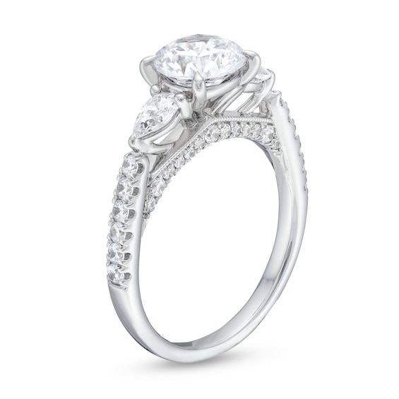 2.25 CT. T.W. Certified Lab-Created Diamond Sideways Three Stone Engagement Ring in 18K White Gold (F/VS2)