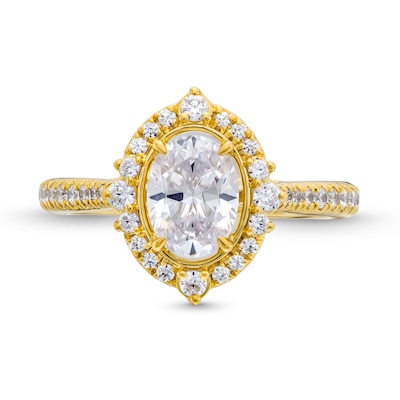 1.50 CT. T.W. Oval Certified Lab-Created Diamond Frame Engagement Ring in 18K Gold (F/VS2)