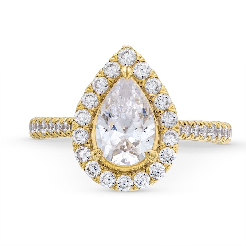 2.25 CT. T.W. Pear-Shaped Certified Lab-Created Diamond Frame Engagement Ring in 18K Gold (F/VS2)|Peoples Jewellers