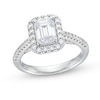 1.50 CT. T.W. Emerald-Cut Certified Lab-Created Diamond Frame Engagement Ring in 14K White Gold (F/VS2)