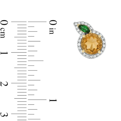 Lab-Created Citrine, Lab-Created Emerald and 0.18 CT. T.W. Diamond Orange Studs in Sterling Silver with 14K Gold Plate