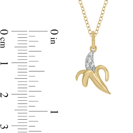 White Lab-Created Sapphire Peeled Banana Pendant in Sterling Silver with 14K Gold Plate