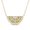 Yellow Lab-Created Sapphire and 0.145 CT. T.W. Diamond Lemon Slice Necklace in Sterling Silver with 14K Gold Plate