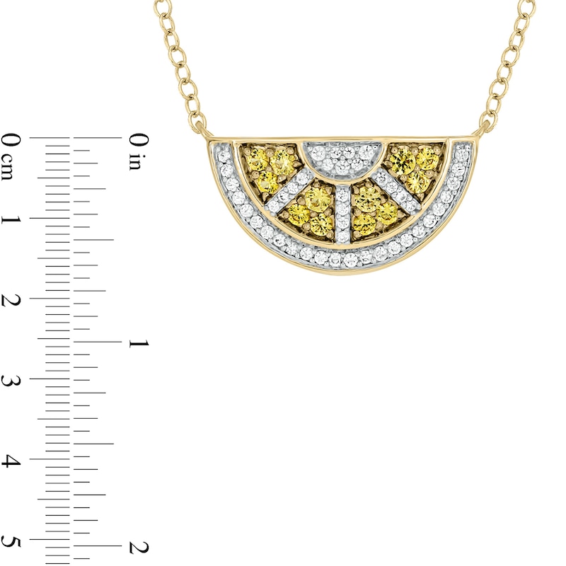 Yellow Lab-Created Sapphire and 0.145 CT. T.W. Diamond Lemon Slice Necklace in Sterling Silver with 14K Gold Plate