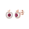 Lab-Created Ruby and 0.145 CT. T.W. Diamond Apple Stud Earrings in Sterling Silver with 14K Rose Gold Plate