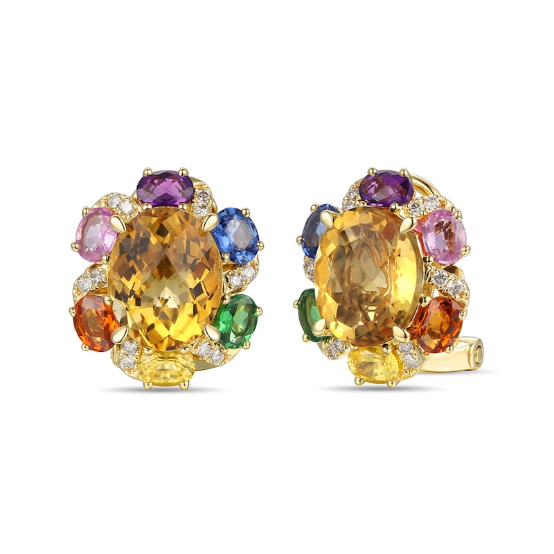 Le Vian® Cinnamon Citrine®, Multi-Gemstone and 0.15 CT. T.W. Nude Diamonds™ Frame Earrings in 14K Honey Gold™|Peoples Jewellers