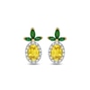 Lab-Created Sapphire, Lab-Created Emerald and Diamond Accent Pineapple Studs in Sterling Silver with 14K Gold Plate