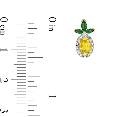 Lab-Created Sapphire, Lab-Created Emerald and Diamond Accent Pineapple Studs in Sterling Silver with 14K Gold Plate