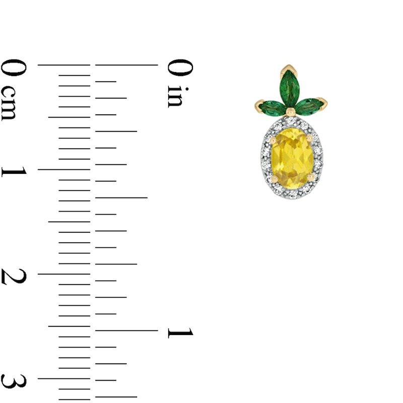 Lab-Created Sapphire, Lab-Created Emerald and Diamond Accent Pineapple Studs in Sterling Silver with 14K Gold Plate