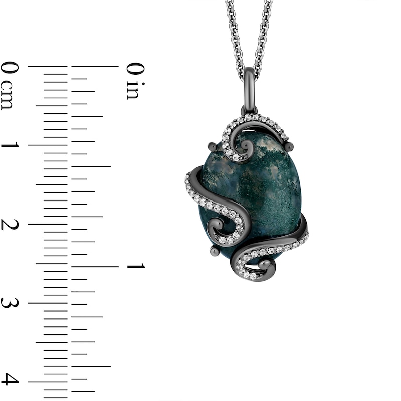 Enchanted Disney Villains Ursula Green Quartz and 0.145 CT. T.W. Diamond Tentacle Wrap Pendant in Black Sterling Silver