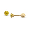 Thumbnail Image 1 of Child's 4.0mm Yellow Cubic Zirconia Solitaire Stud Earrings in 14K Gold