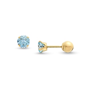 Child's 4.0mm Light Cubic Zirconia Solitaire Stud Earrings in 14K Gold