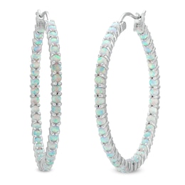 Lab-Created Opal Inside-Out Hoop Earrings in Sterling Silver