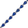 Sideways Pear-Shaped Blue Sapphire Bracelet in 10K White Gold - 7.25"