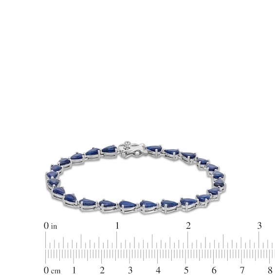 Sideways Pear-Shaped Blue Sapphire Bracelet in 10K White Gold - 7.25"