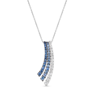 Le Vian® Blueberry Sapphire™ and Vanilla Sapphire™ Denim Ombré™ Curved Multi-Row Necklace in 14K Vanilla Gold™