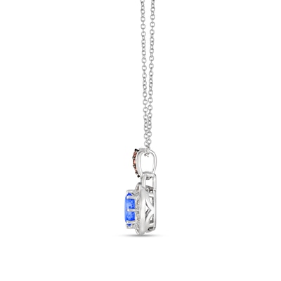 Le Vian® Oval Blueberry Sapphire™ and 0.08 CT. T.W. Diamond Frame Pendant in 14K Vanilla Gold™