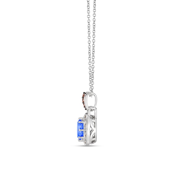 Le Vian® Oval Blueberry Sapphire™ and 0.08 CT. T.W. Diamond Frame Pendant in 14K Vanilla Gold™