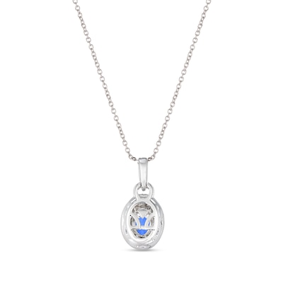 Le Vian® Oval Blueberry Sapphire™ and 0.08 CT. T.W. Diamond Frame Pendant in 14K Vanilla Gold™