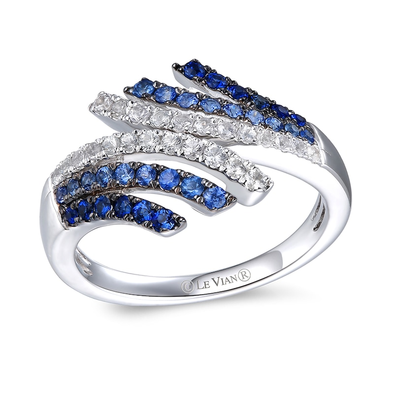 Le Vian® Blueberry Sapphire™ and Vanilla Sapphire™ Denim Ombré™ Bypass Multi-Row Ring in 14K Vanilla Gold™|Peoples Jewellers