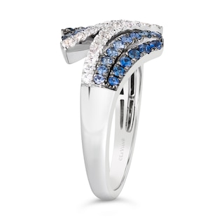 Le Vian® Blueberry Sapphire™ and Vanilla Sapphire™ Denim Ombré™ Bypass Multi-Row Ring in 14K Vanilla Gold™