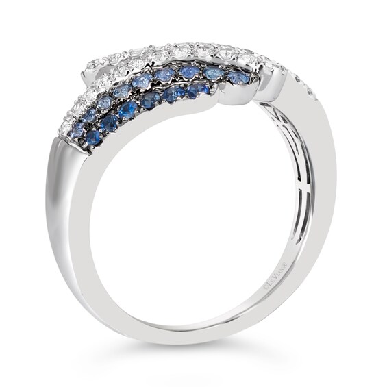 Le Vian® Blueberry Sapphire™ and Vanilla Sapphire™ Denim Ombré™ Bypass Multi-Row Ring in 14K Vanilla Gold™