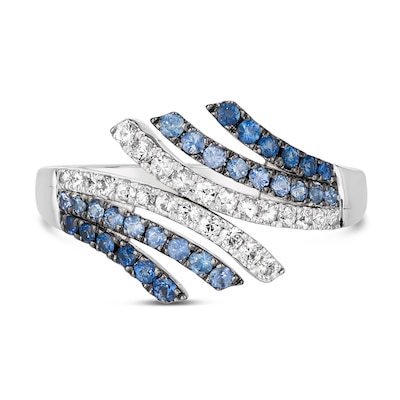 Le Vian® Blueberry Sapphire™ and Vanilla Sapphire™ Denim Ombré™ Bypass Multi-Row Ring in 14K Vanilla Gold™